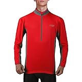 Bpbtti - Maillot de ciclismo para hombre con media cremallera frontal y 3 bolsillos traseros - Rojo - Large
