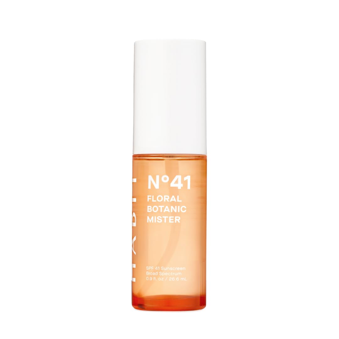 HABIT N°41 Floral Botanic Facial Sunscreen Mist SPF 41 — Touchless Application Over Makeup, Travel Size 0.9 oz
