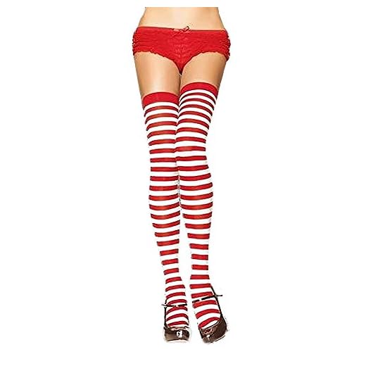 PrettyLoveHose Bas Voile Blanc Rayés Noel Christmas (Rouge, Vert) (Rouge)