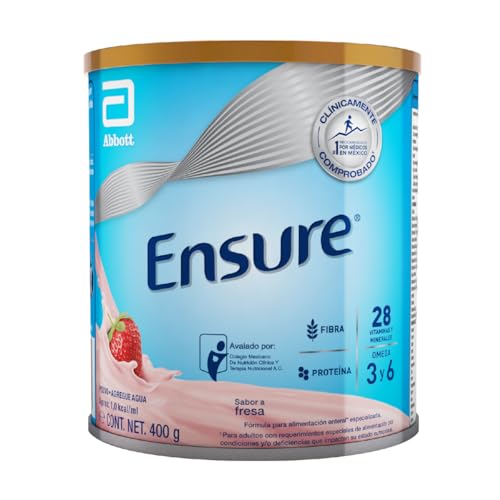 Ensure Clásico - en Polvo Sabor Fresa, 400g, Alimentación Especializada con Vitaminas, Proteínas y Prebióticos, Clínicamente Probado