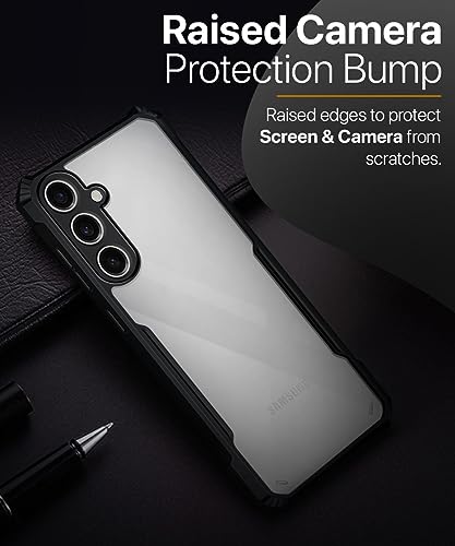 Image of WOW IMAGINE Shock Proof Clear Protective Back Case for Samsung Galaxy S23 FE - AirEDGE Technology | 360 Degree Camera Protection | Transparent Hybrid Back Case Mobile Cover - Black