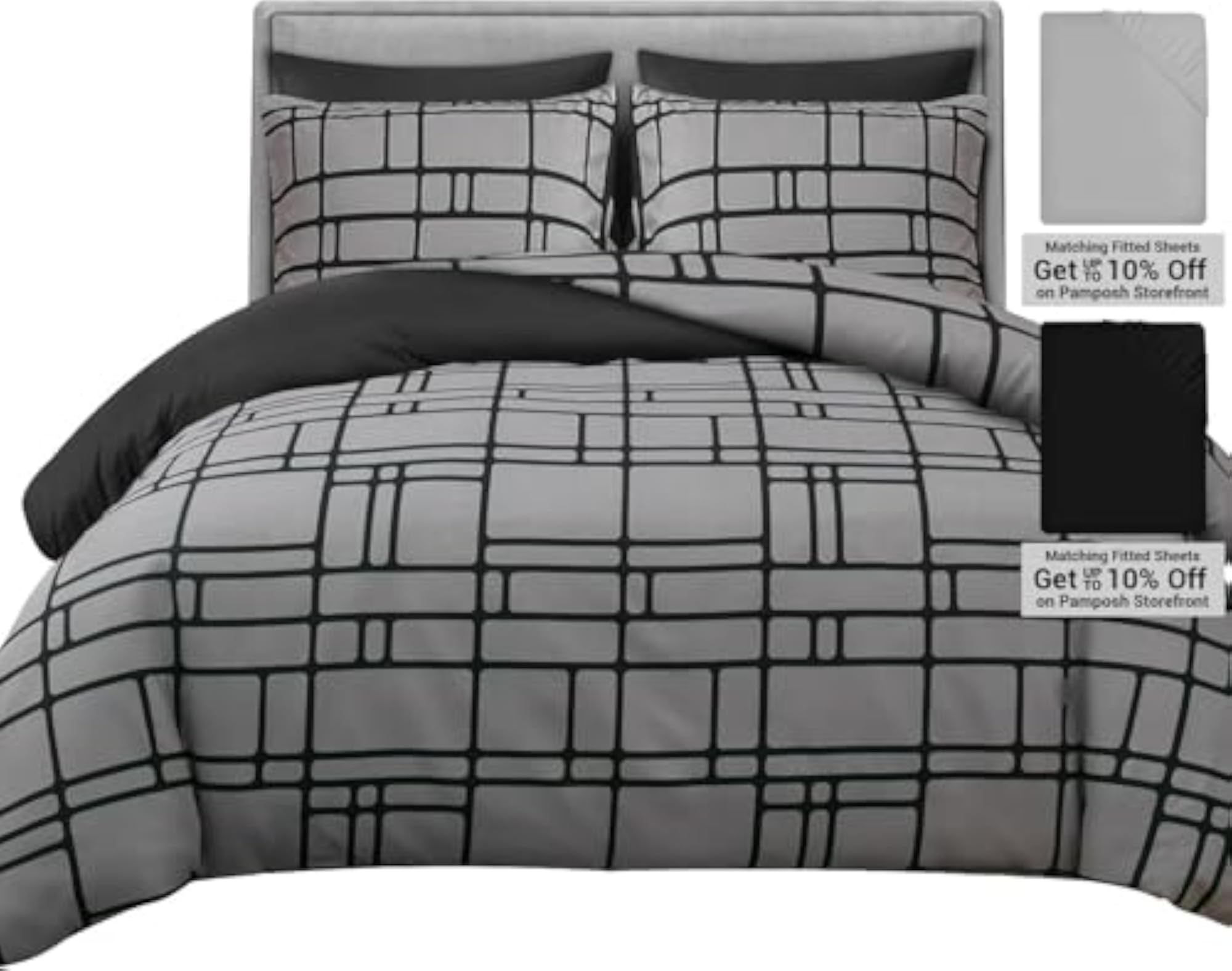 Queen Size Premium Microfiber Duvet Cover Set, 3 Pieces