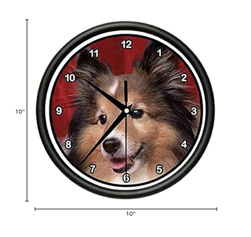 Reloj de pared Sheltie SignMission analógico redondo 10 in miniatura 2