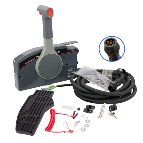 Marine Outboard Remote Control Box 703-48230 PULL Throttle Remote Control Box for Yamaha Outboard Right Side Mount 7 Pin 16 FT Cable Without Trim Tilt Switch (PULL To Open)
