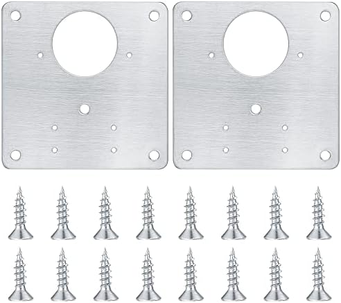 2 Pcs Hinges Repair Brackets, Stainless Steel Hinges Repair Plates with Holes, Kitchen Cupboards Cabinets Doors Hinges Flat Fixing Joining Mending Plates Braces Brackets, with 16 Pcs Screws