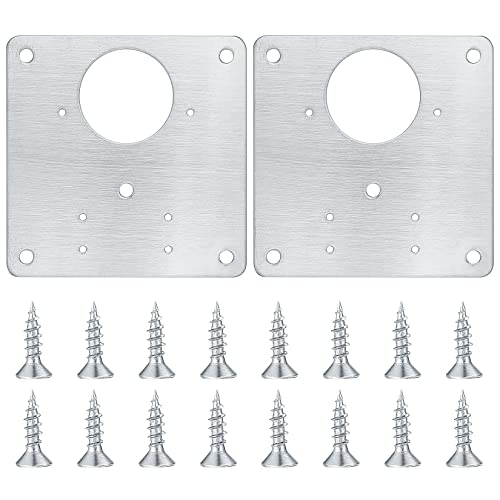2 Piezas Placas de Reparación de Bisagras de Gabinete, Placas de Bisagras de Puerta de Armario de Cocina con Orificios, Placas de Montaje Planas Ocultas de Acero Inoxidable con Tornillos
