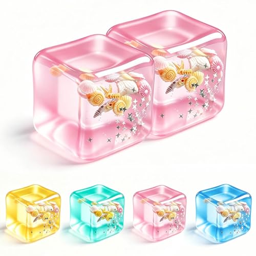 Cube Squishy Stress Relief Toys：2 Pack Fidget Sensory Toys for Adults, Transparent Ice Block Squeeze Toy, Soft Slow Rising Anxiety Relief Desk Toy for Men Women , Cute Squishies Party Favor Gifts