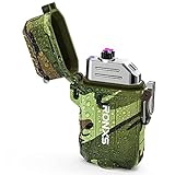 RONXS Lighter, Waterproof Electric Lighter with Flashlight, Windproof Dual Arc for Camping Outdoor Emergency USB Rechargeable Plasma Men Gadgets(Camouflage)