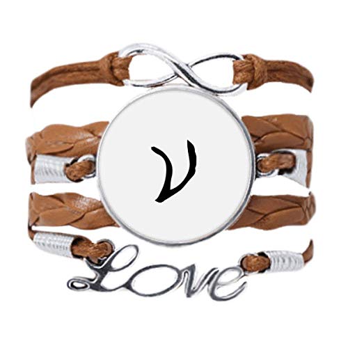 Bracelet love alphabet grec nu en cuir noir pour style urbain quotidien