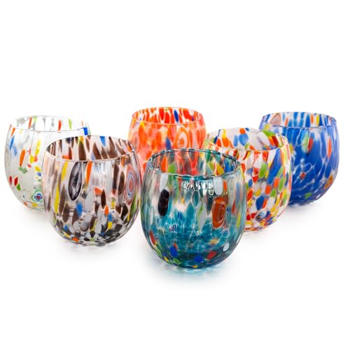 MurArt Bicchieri di Murano Set da 6 bicchieri da 400ml Collezione Marea in vetro soffiato a mano in lavorazione artigianale Made in Italy