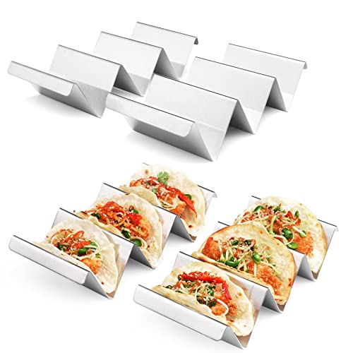 Taco Holders 4 Packs - Stainless Steel Taco Stand Rack Tray Style by ARTTHOME, Oven Safe for Baking, Dishwasher and Grill Safe #1