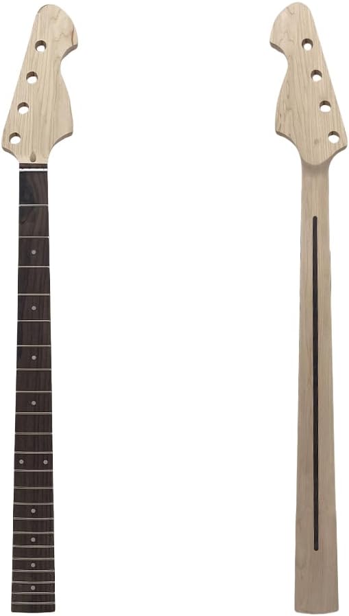 Vetimobato 4-String Electric Bass Guitar Neck - 22 Frets, 34" Maple with Rosewood Fretboard, Bolt-On Replacement Neck - 42mm Nut Width, 65mm Heel, Unfinished DIY Bass Part