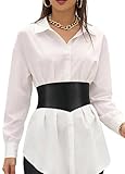 Women’s Wide Corset Waist Belt – Adjustable Faux Leather Waist Cincher, V-Shaped PU Leather Fashion Belt with Alloy Buckle for Dresses, Shirts, Outfits, Parties & Costumes (Fit Waist 26.2-36.6in)