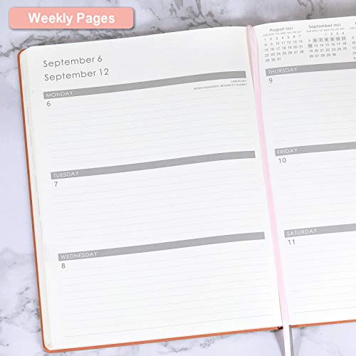 2021-2022 Planner with Pen Holder - Weekly & Monthly Planner with Calendar Stickers, July 2021 - June 2022, Inner Pocket with 24 Notes Pages, A4 Premium Thicker