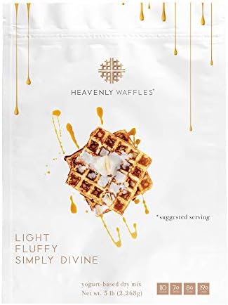 Heavenly Waffles Chef Developed Revolutionary Waffle Mix - 5 Pound Bag - 40% Dry Yogurt, High-Protein, Low-Fat, Healthy, Light, Fluffy, Delicious, Belgian Waffles, Pancakes, For Dinner or Breakfast