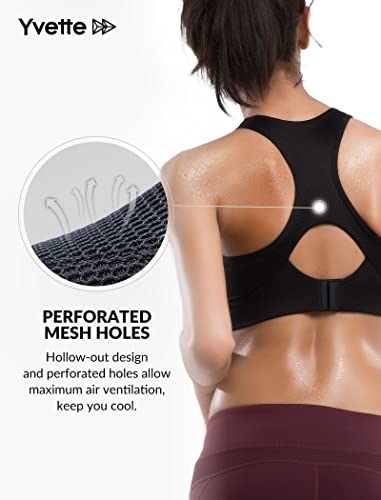 Yvette Sports Bras For Women High Impact Racerback Workout Bra For Running For Plus Size #TOP2