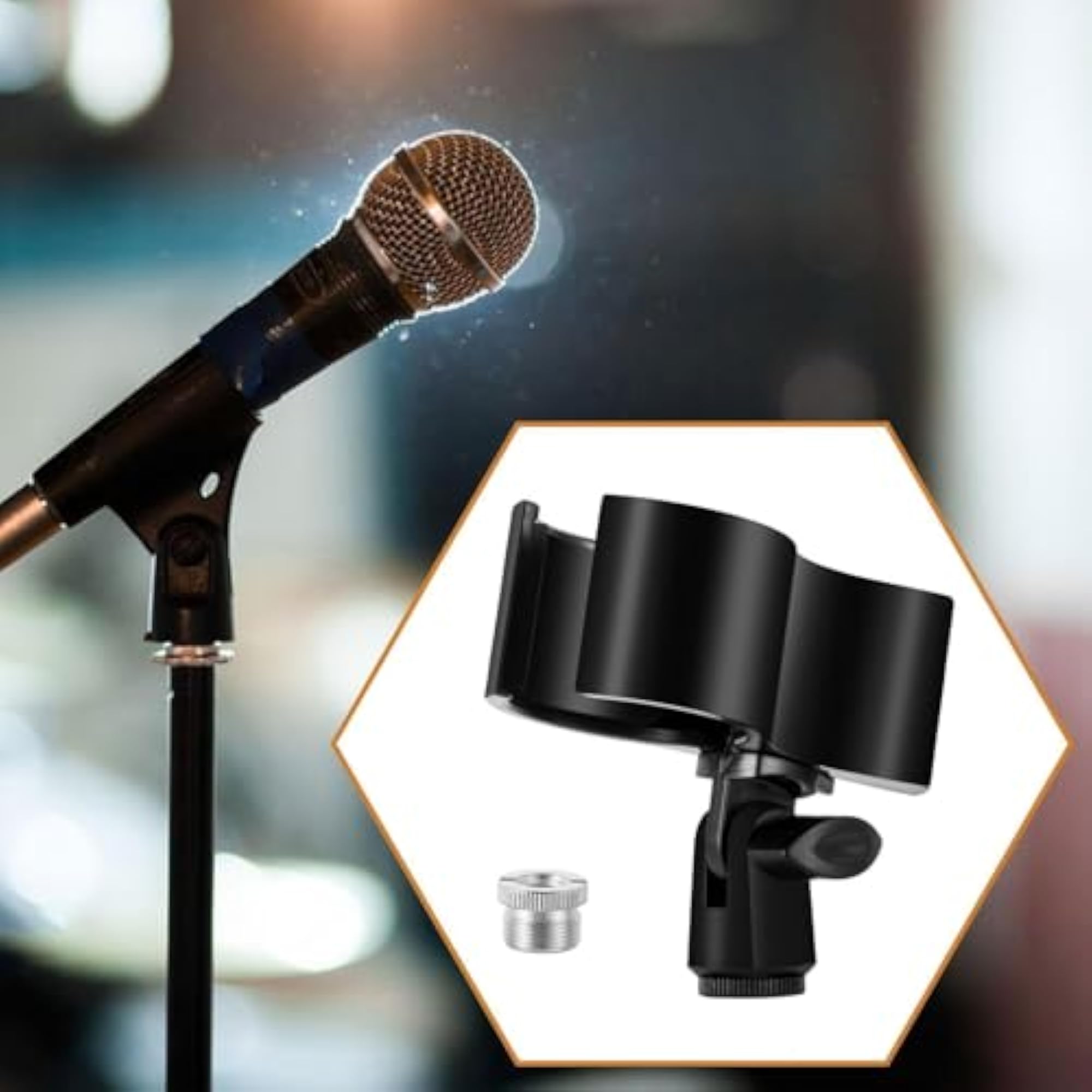 Microphone Clip Versatile for Recording Streaming Sturdy Anti Slip Universal with Screw Adapter