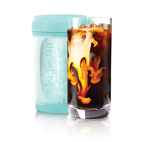 HyperChiller HC2AS Patented Iced Coffee/Beverage Cooler, NEW, IMPROVED,STRONGER AND MORE DURABLE! Ready in One Minute, Reusable for Iced Tea, Wine, Spirits, Alcohol, Juice, 12.5 Oz, Aqua Sky by HyperChiller - Used condition - US$20.60