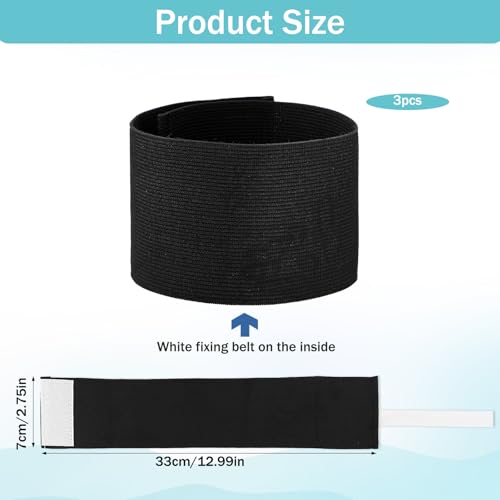 7x33 CM/2.75x13 Inch 3 PCS Captain Armbands, Black Elastic Arm Band Adjustable Leader Armband Team Sport Armband Soccer Armband Memorial Armband Funeral Mourning Band for Volleyball Basketball Team - Thumbnail 2