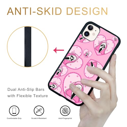 Seconddog Cute Skull Skeleton Black Border Case Compatible with iPhone 15 Pro, Horror Unique Pink Halloween Ghost Pattern Design Case for Teens Men and Women by Seconddog - Used condition - Image 4