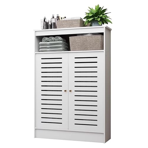 Cubierta de radiador moderna blanca con dos puertas para almacenamiento en salon