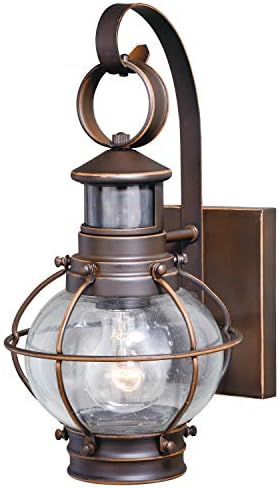 VAXCEL Chatham Bronze Motion Sensor Dusk to Dawn Coastal Outdoor Wall Light