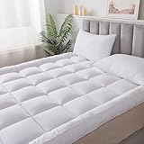 Mattress Topper 10cm Extra Deep hotel quality Mattress Enhancer Box Stitched Mattress Pad with Strong Corner Elastic Straps - Microfibre Topper 4 Inch/10cm (King)