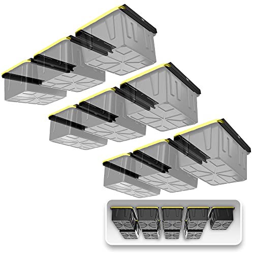 Image of Koova Heavy-Duty Overhead Garage Storage Rack for 9 Bins. Adjustable Width, 360lb Capacity. DIY Safe Mount, Easy Install. Fits 27-Gallon Totes. USA Made Pro-Grade Steel. Space Saving Organizer