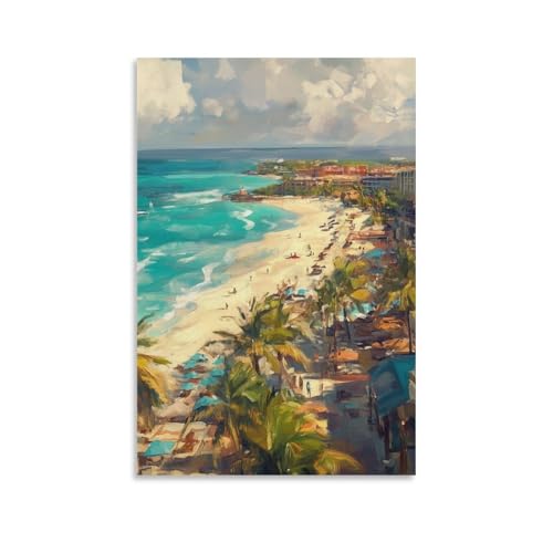 Cuadro en lienzo de playa 50x75cm para decorar un dormitorio moderno