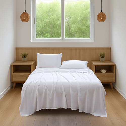 Image of Coleman Full Size Sheets - Durable Home Bedding with Outdoor Heart, Stylish & Reliable for Bedroom or Cabin - Premium Solid Color, Built for Comfort, Style & Occasional Outdoor Use, White