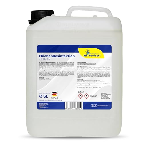 Mr. Perfect® alkoholisches Flächendesinfektionsmittel 5L - Hochwirksame Flächendesinfektion mit Alkohol - Ideales Desinfektionsmittel für alle glatten Oberflächen