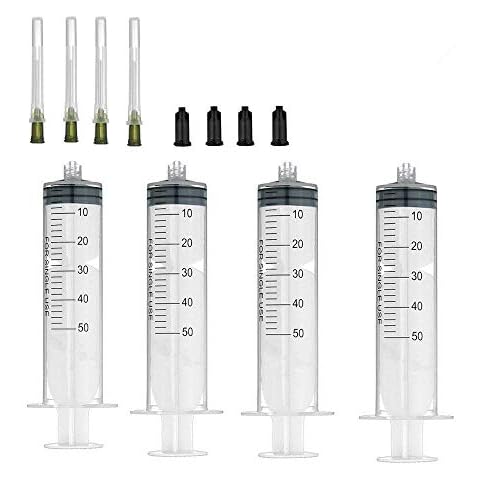 4 Pack 50ml Syringes with 14Gx1.0'' Blunt Tip Fill Needles and Storage … Cover