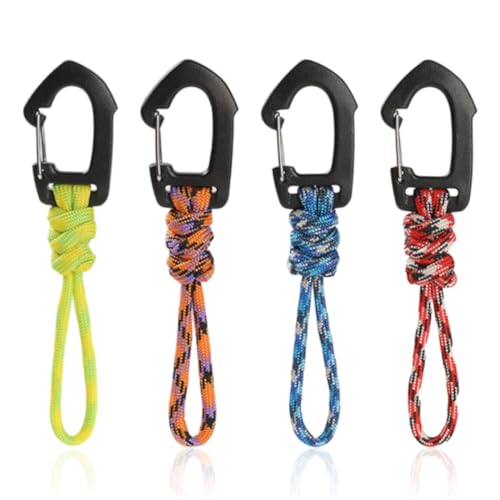 FDCGAS schlüsselanhänger seil - 4 Stück Paracord Schlüsselanhänger mit Karabiner, Geflochtene Lanyard Ring-Haken-Clip für Schlüssel Taschenlampe Draussen Camping Wandern Passen Männer Frau