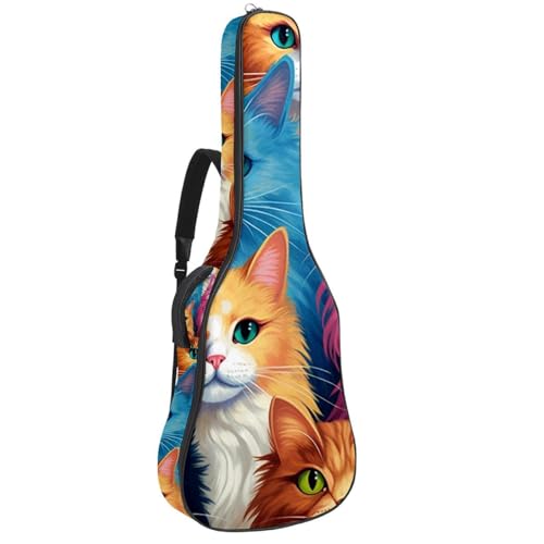 Sac de guitare acoustique chat coloré 41 pouces avec housse de protection rembourrée