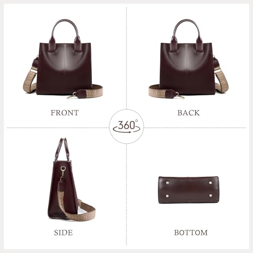 Bolso tote de cuero genuino para mujer, cierre cremallera miniatura 3