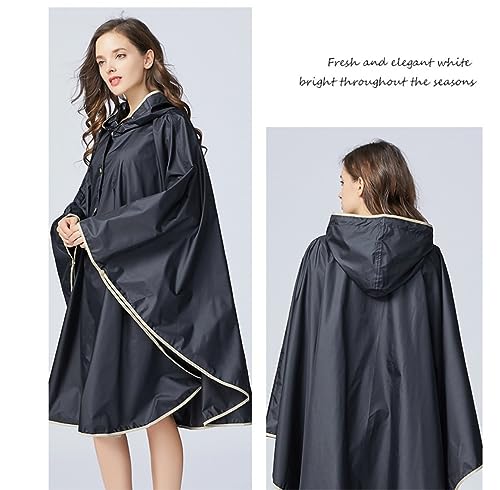 KYUSAR Rain Poncho Adult Women Cape Raincoat Hiking Rain Cover Long Raincoat WomenLightweight Water Suit Raincoat Jacket (Color : Black, Size : One size)3