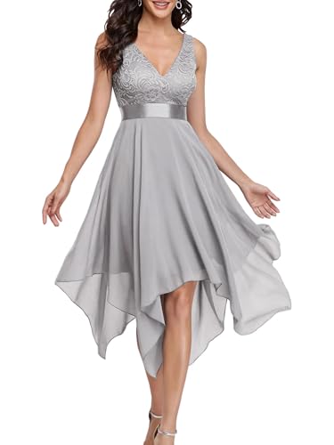 Image of Ever-Pretty Women's Spring V Neck Lace Chiffon A Line Prom Dresses Semi Formal Cocktail Wedding Guest Dress 0207