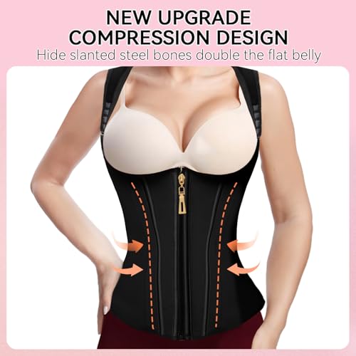 Image of Waist Trainer for Women,Corset with Zipper and Hook Tummy Control Girdle Workout Body Shaper With Adjustable