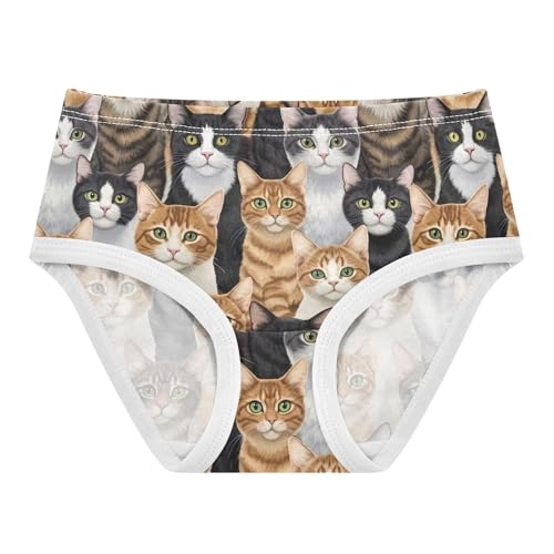 Cartoon Cats Black Brown Panties for Girl Toddlers Underwear Floral Cotton Artistic Briefs Undies Kids 2t