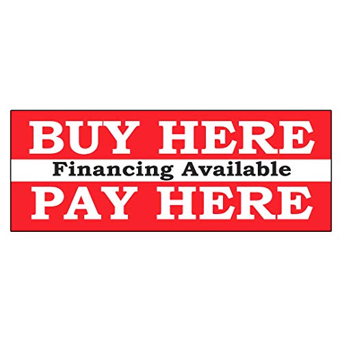Buy Here Pay Here Financing Available Red Decal Sticker Retail Store Sign 8"