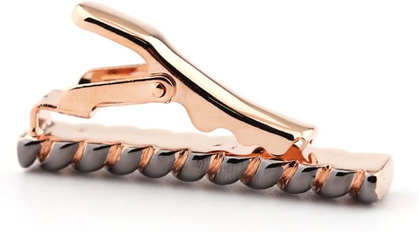 Tie Clips Two-Tone Spiral Striped Tie Clip Metal Personalized Shirt Collar Clip Men's Formal Tie Clip Copper Clip