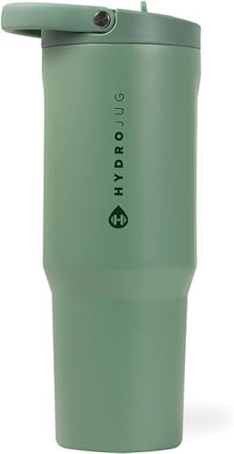Miniatura 13 de HydroJug Sport Botella de acero inoxidable con popote, aislada al vacío, de 40 onzas, a prueba de fugas, diseño ergonómico, reutilizable, apta para