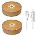 LQKYWNA Base per Display A LED in Legno, 2 Pezzi LED Luci Display Base con Luce USB, Base Luminosa a LED in Legno per 4 Pollici Cristalli di Vetro, Ornamento A Luce Bianca Calda
