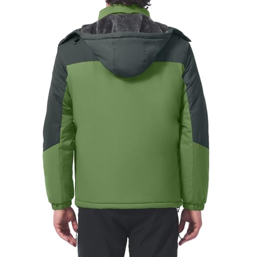 Image of Men's Winter Ski Jacket Waterproof Fleece Coat Warm Insulated Snowboard Jackets Parka Raincoat With Multi-Pockets
