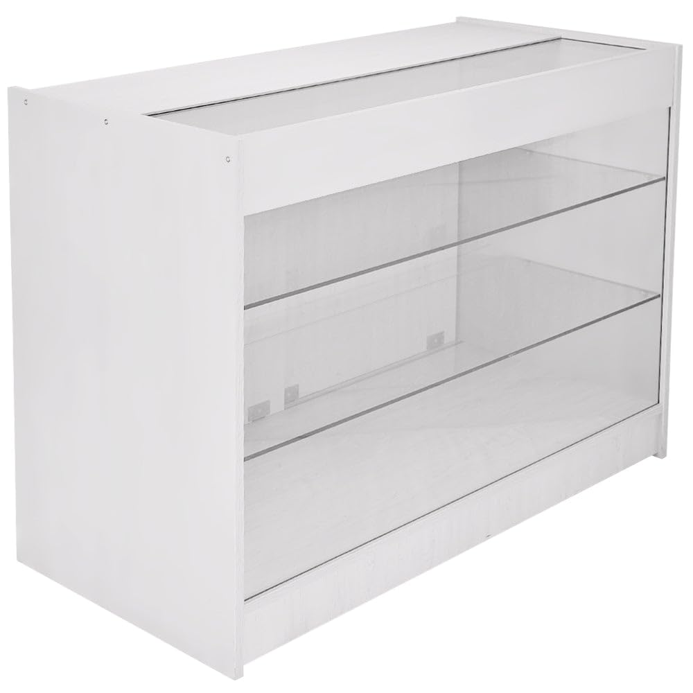Banco Vendita K1200 con Vetrina in Vetro e Serratura | Bancone Espositivo Sicuro ed Elegante per Negozi | 3 Livelli di Esposizione con Ripiani Rimovibili | L120 x P60 x H90 cm | Facile da Montare