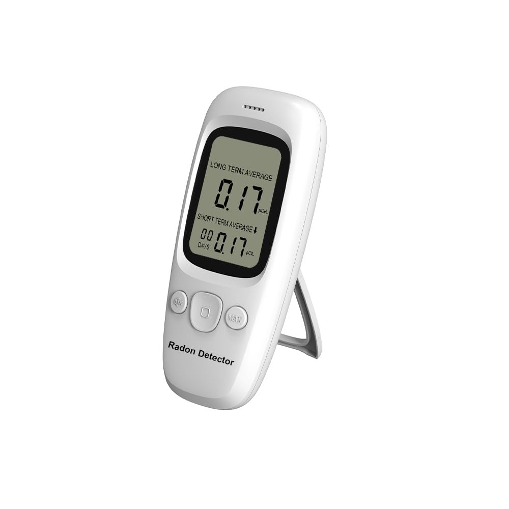 DM161 Rilevatore di Radon Monitor con display pCi/L, nero | Media a lungo e breve termine, AA o ricaricabile, leggero e portatile, uso domestico, scuola e ufficio
