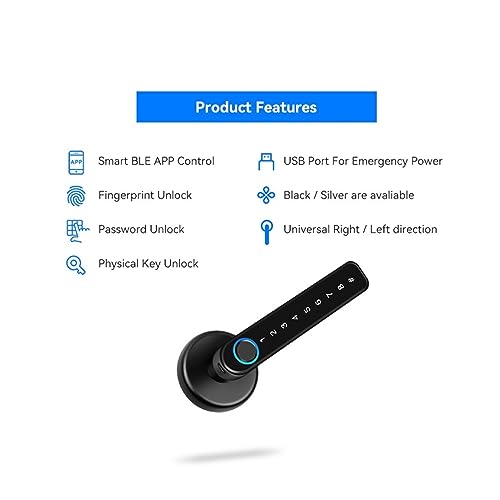 Fechadura biométrica de impressão digital, bluetooth, com chaves, aplicativo ttlock, fechadura digit