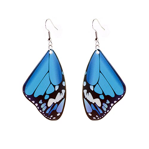 Juego de 4 pares de aretes de mariposa multicolor para mujeres y niñas, amarillo, verde azulado, morado, azul, mariposa monarca, Acero inoxidable 316L Cover