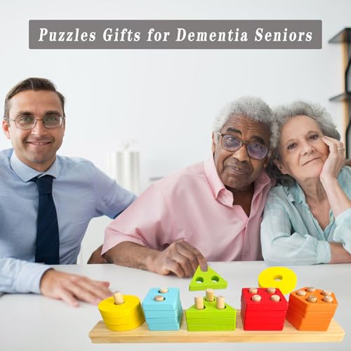 TieGokii Dementia Activities for Seniors,Geometric,Colors & Numbers Cognitive Products for Alzheimers,Wooden Puzzles Gifts & Cognitive Training Games for Elderly - Image 4