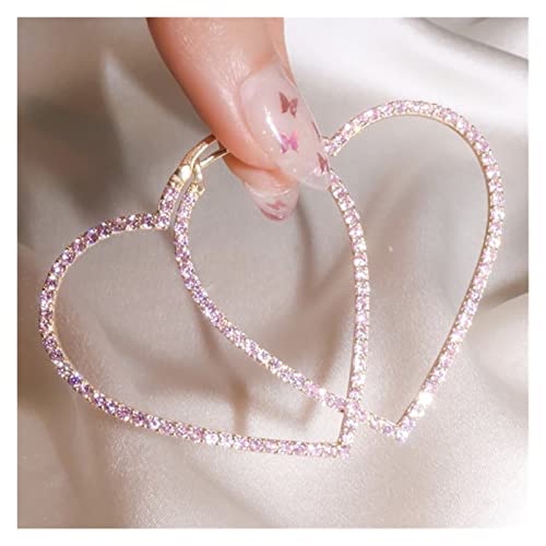 Xiaoheshop Fashion Jewelry Full Pink Diamond Hoop Earrings For Womens Engagement Wedding Bride Princess Earrings Gifts Jewelry #TOP1